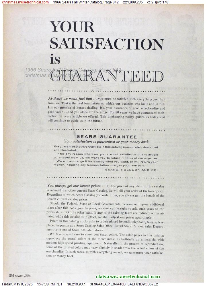 1966 Sears Fall Winter Catalog, Page 842