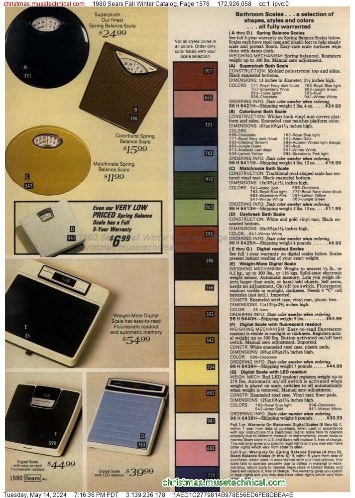 1980 Sears Fall Winter Catalog, Page 1576