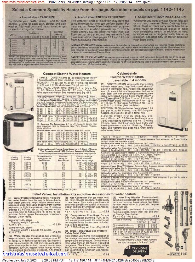 1982 Sears Fall Winter Catalog, Page 1137