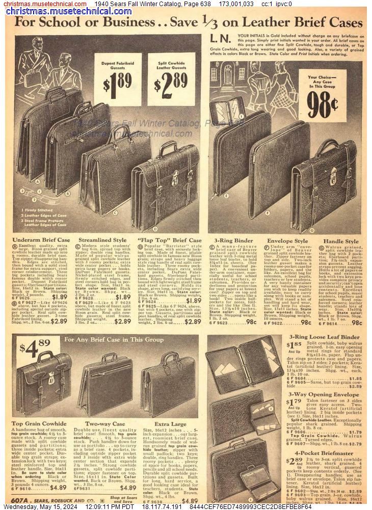 1940 Sears Fall Winter Catalog, Page 638