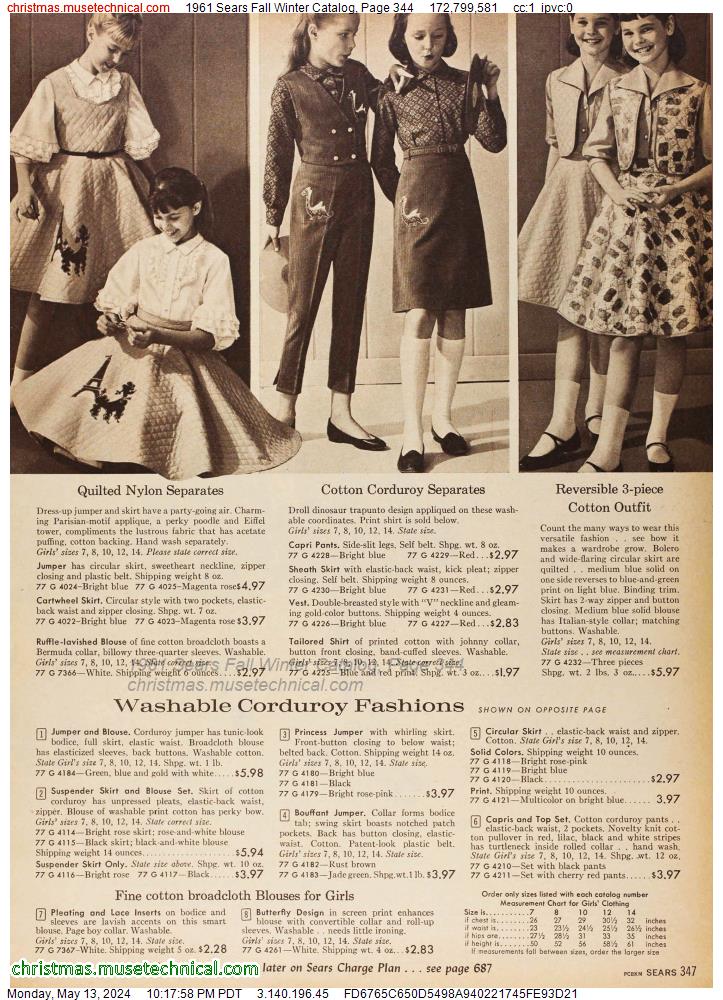 1961 Sears Fall Winter Catalog, Page 344