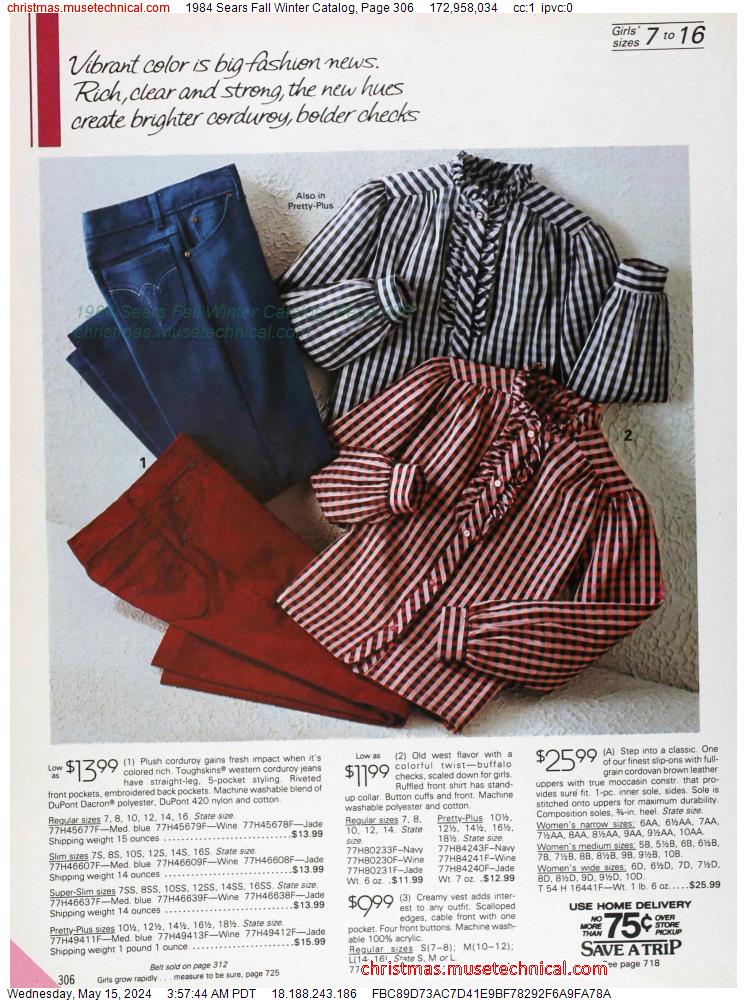 1984 Sears Fall Winter Catalog, Page 306