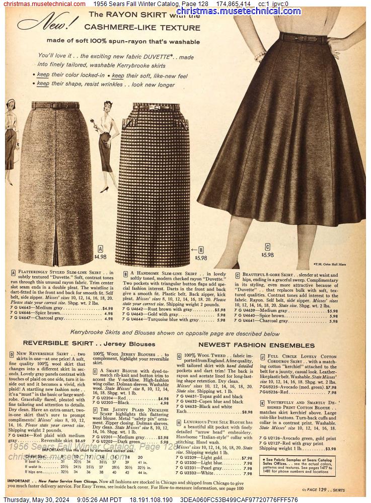 1956 Sears Fall Winter Catalog, Page 128