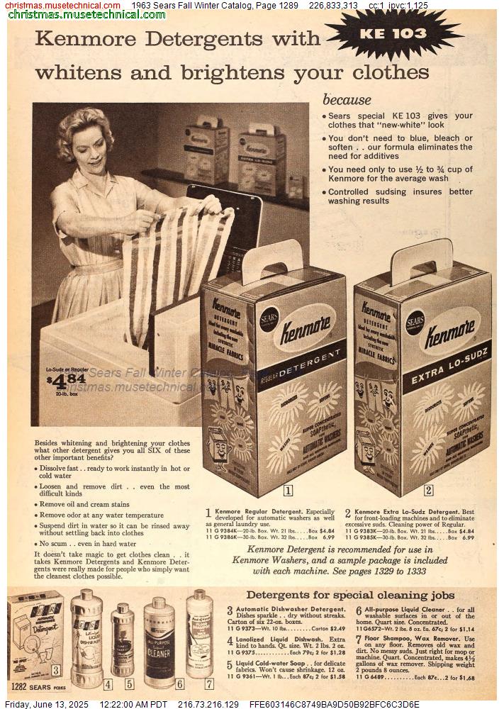 1963 Sears Fall Winter Catalog, Page 1289