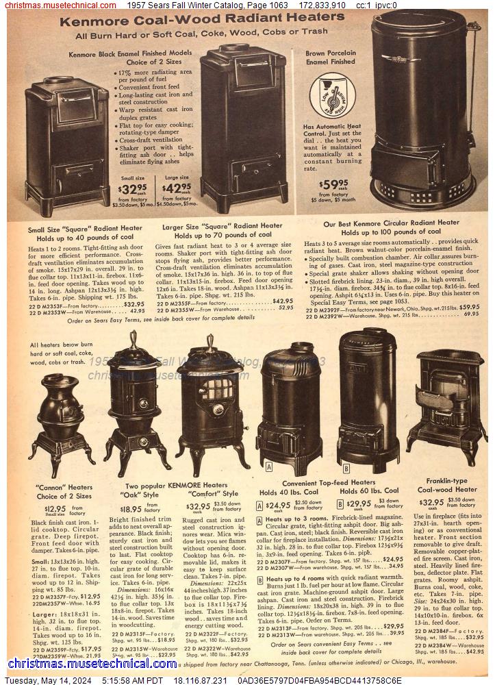 1957 Sears Fall Winter Catalog, Page 1063