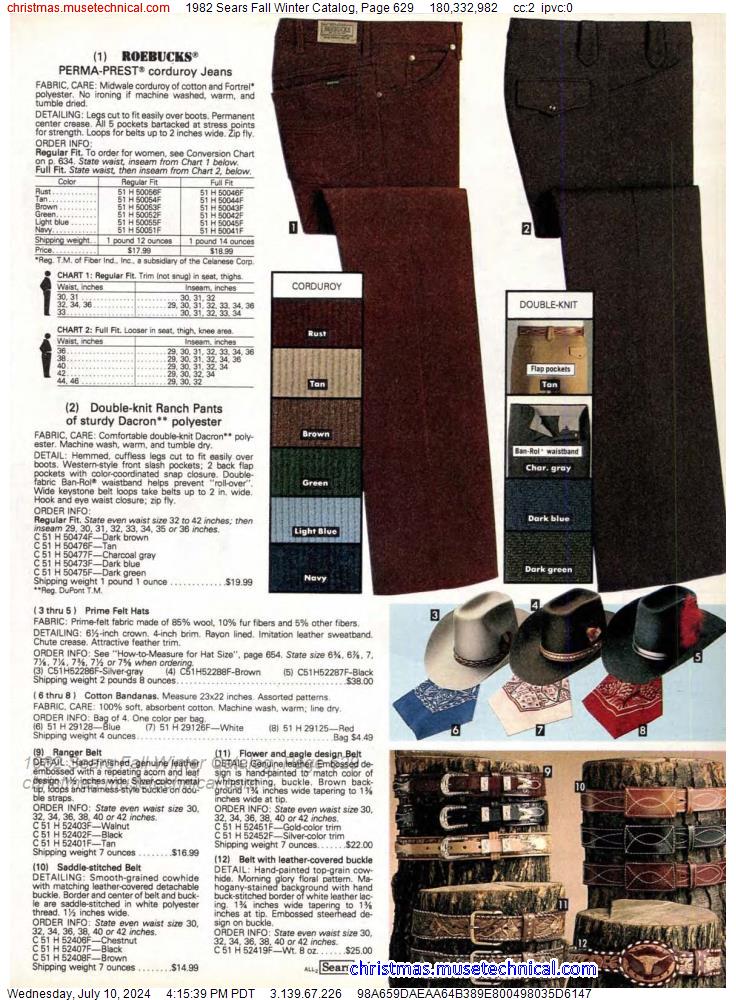 1982 Sears Fall Winter Catalog, Page 629