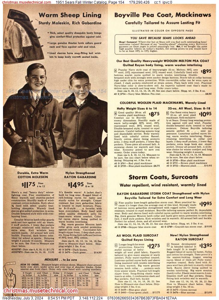 1951 Sears Fall Winter Catalog, Page 154