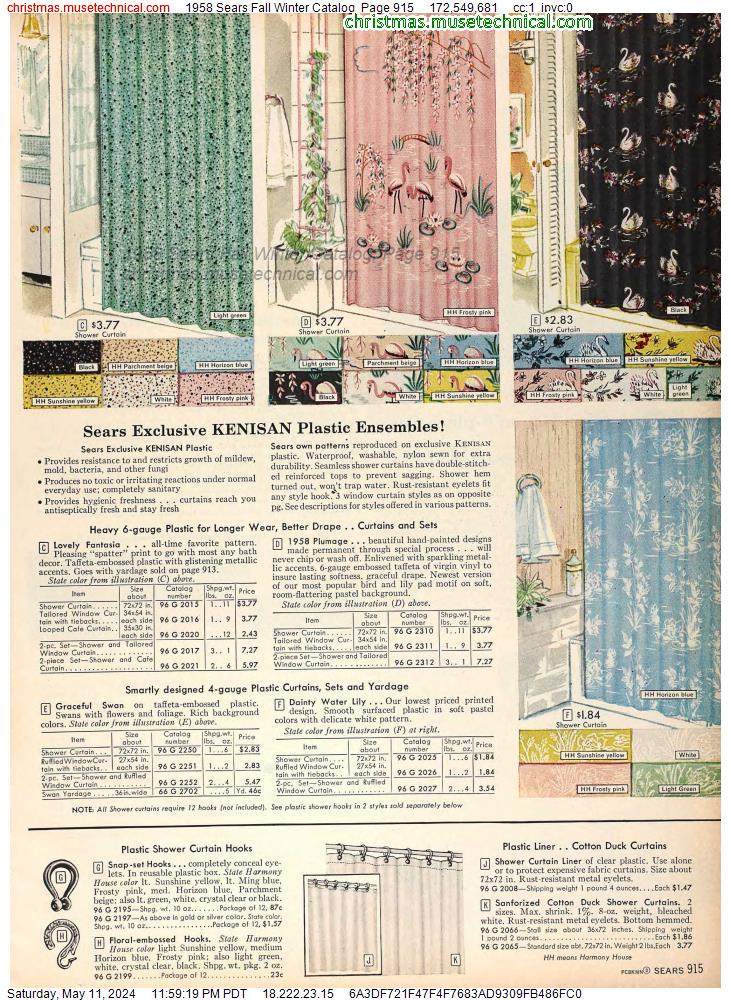 1958 Sears Fall Winter Catalog, Page 915