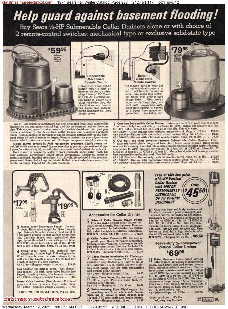 1974 Sears Fall Winter Catalog, Page 983