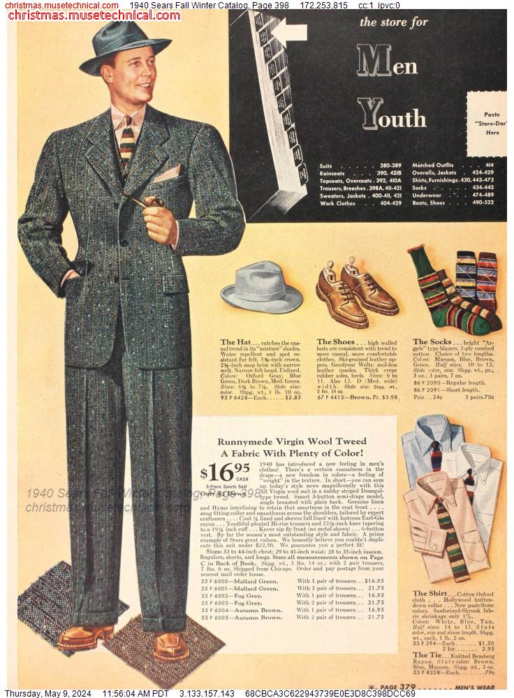1940 Sears Fall Winter Catalog, Page 398
