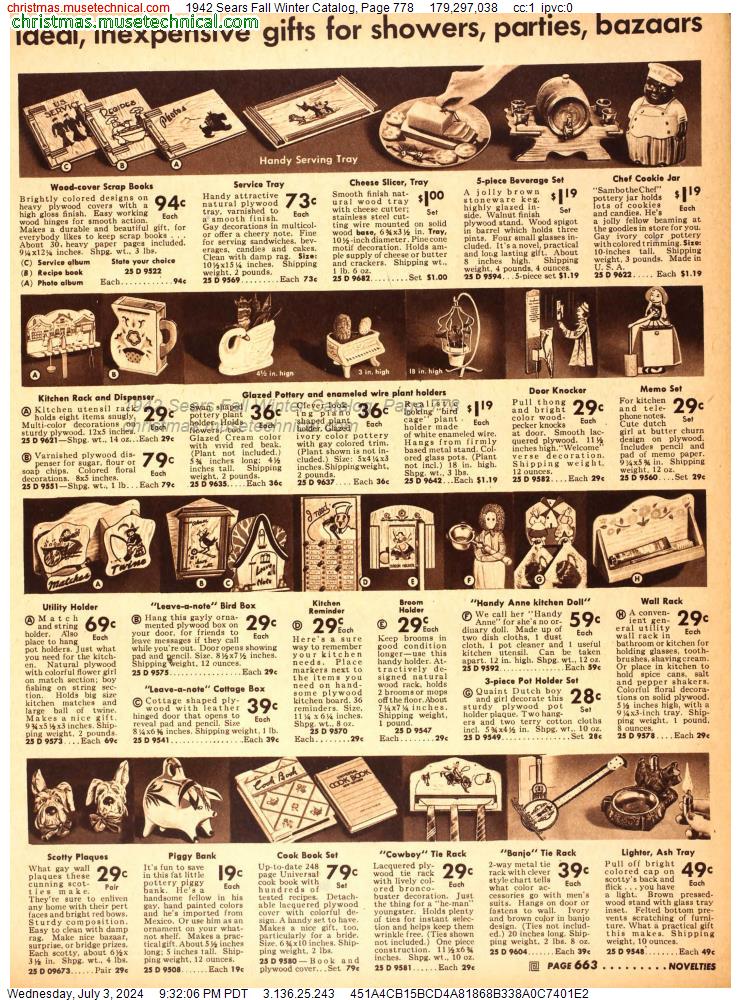 1942 Sears Fall Winter Catalog, Page 778
