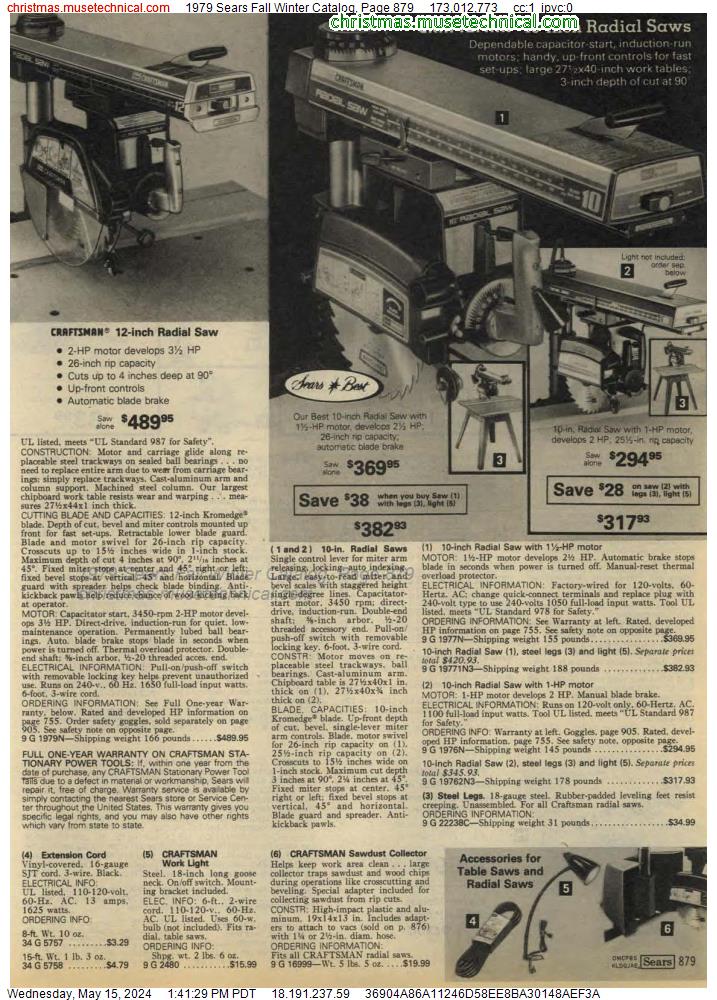 1979 Sears Fall Winter Catalog, Page 879