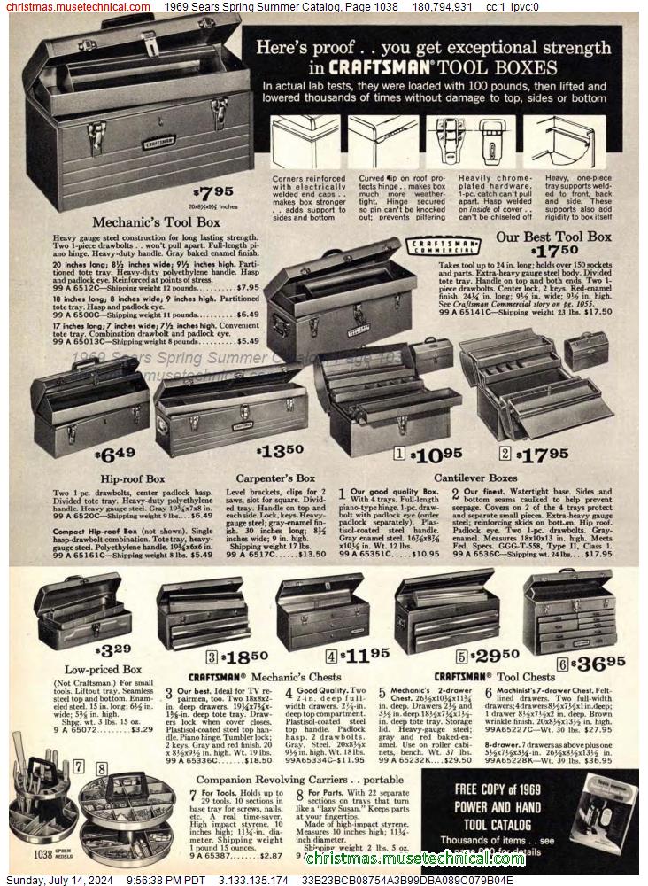 1969 Sears Spring Summer Catalog, Page 1038