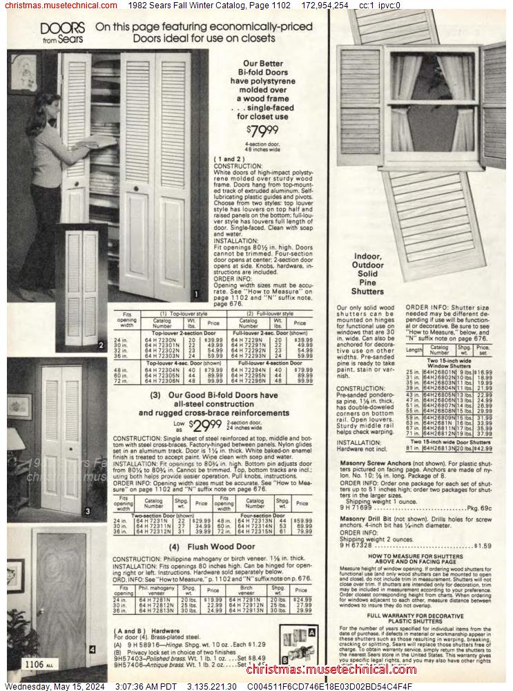 1982 Sears Fall Winter Catalog, Page 1102