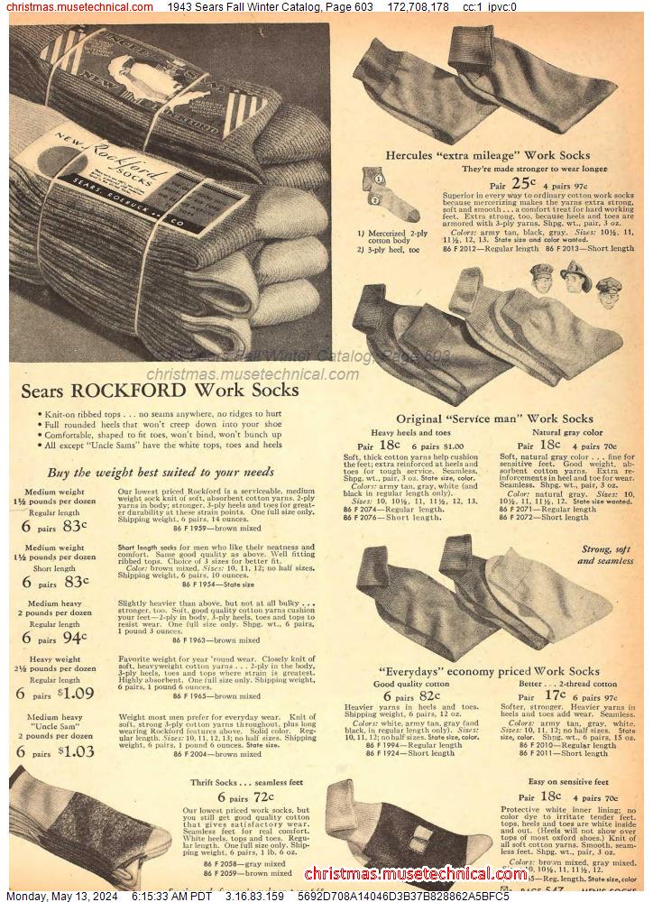 1943 Sears Fall Winter Catalog, Page 603