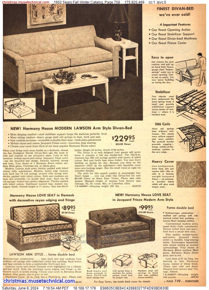 1952 Sears Fall Winter Catalog, Page 758