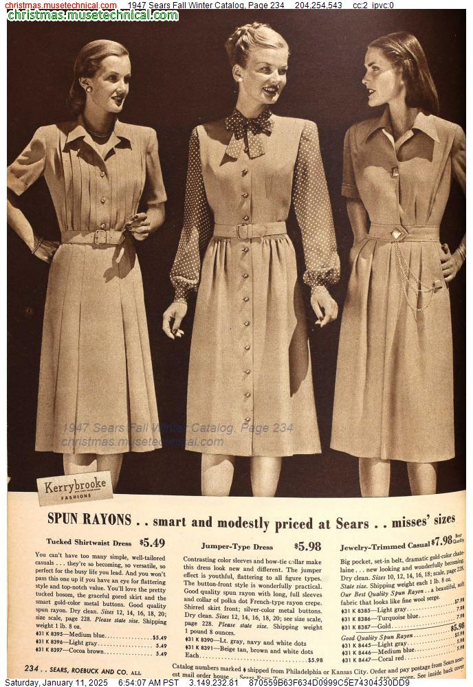 1947 Sears Fall Winter Catalog, Page 234