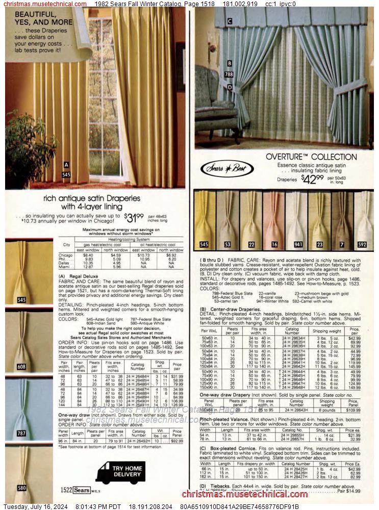 1982 Sears Fall Winter Catalog, Page 1518