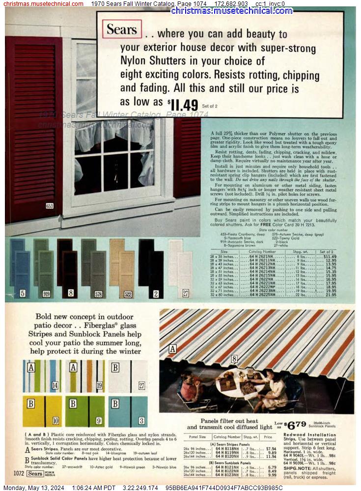 1970 Sears Fall Winter Catalog, Page 1074
