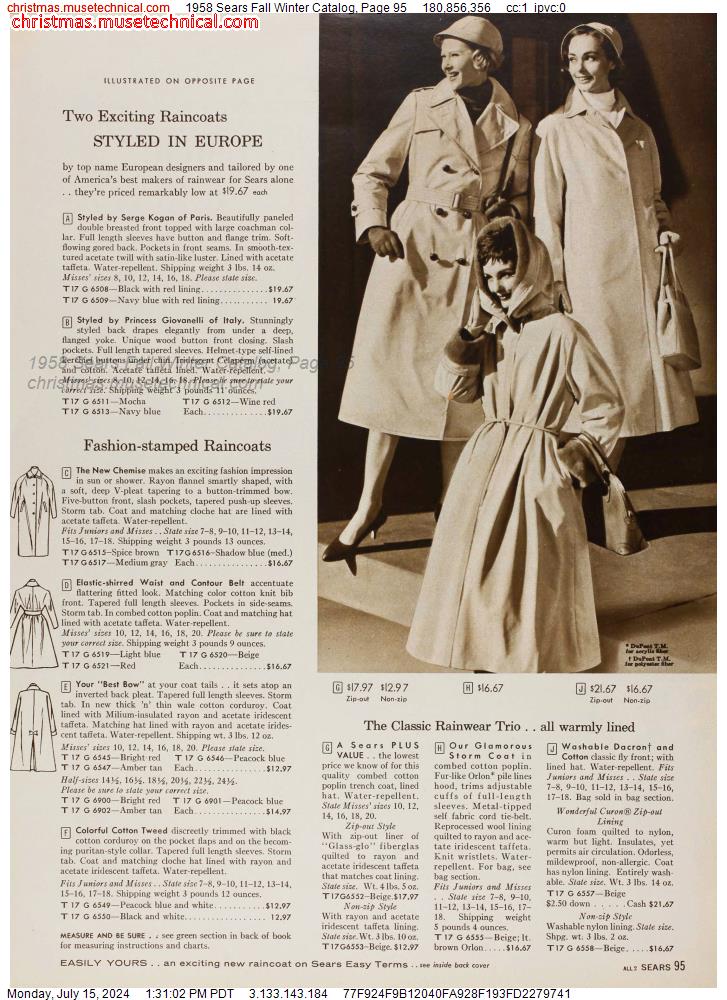 1958 Sears Fall Winter Catalog, Page 95