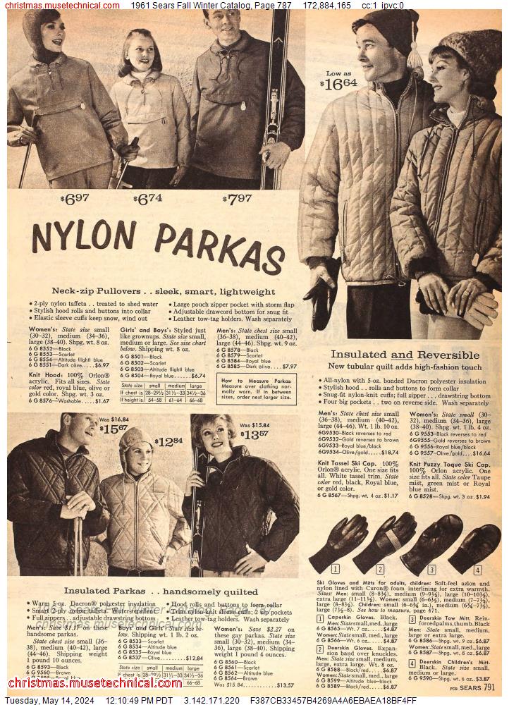 1961 Sears Fall Winter Catalog, Page 787