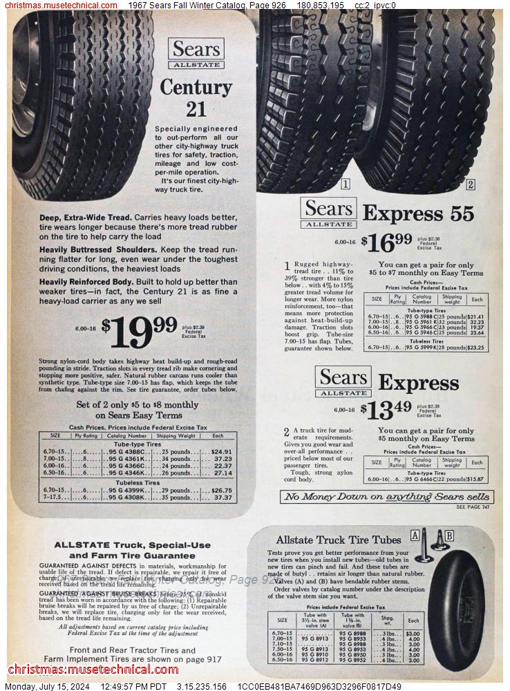 1967 Sears Fall Winter Catalog, Page 926