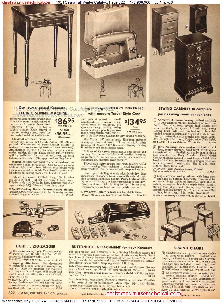 1951 Sears Fall Winter Catalog, Page 822