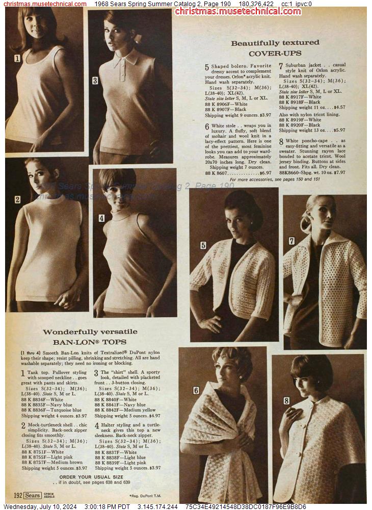1968 Sears Spring Summer Catalog 2, Page 190