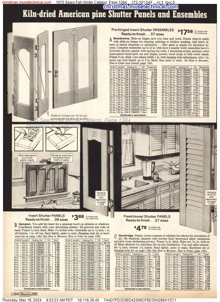 1975 Sears Fall Winter Catalog, Page 1384