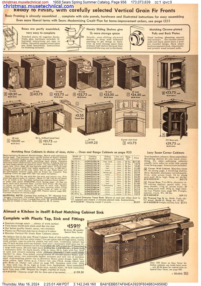 1958 Sears Spring Summer Catalog, Page 956