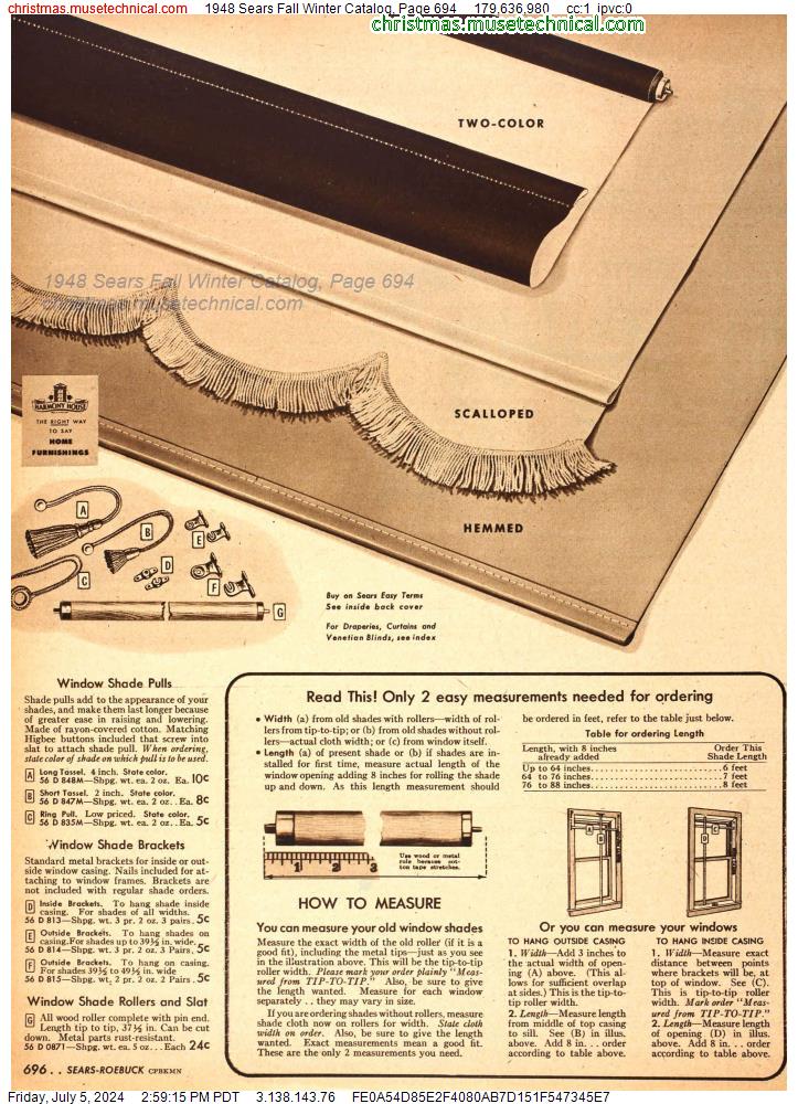 1948 Sears Fall Winter Catalog, Page 694