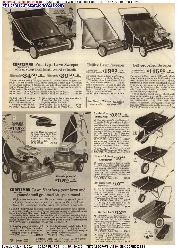 1968 Sears Fall Winter Catalog, Page 738