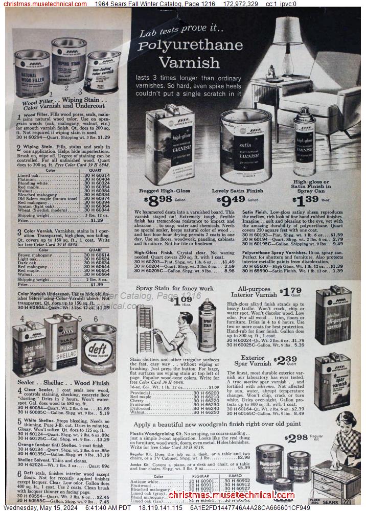 1964 Sears Fall Winter Catalog, Page 1216