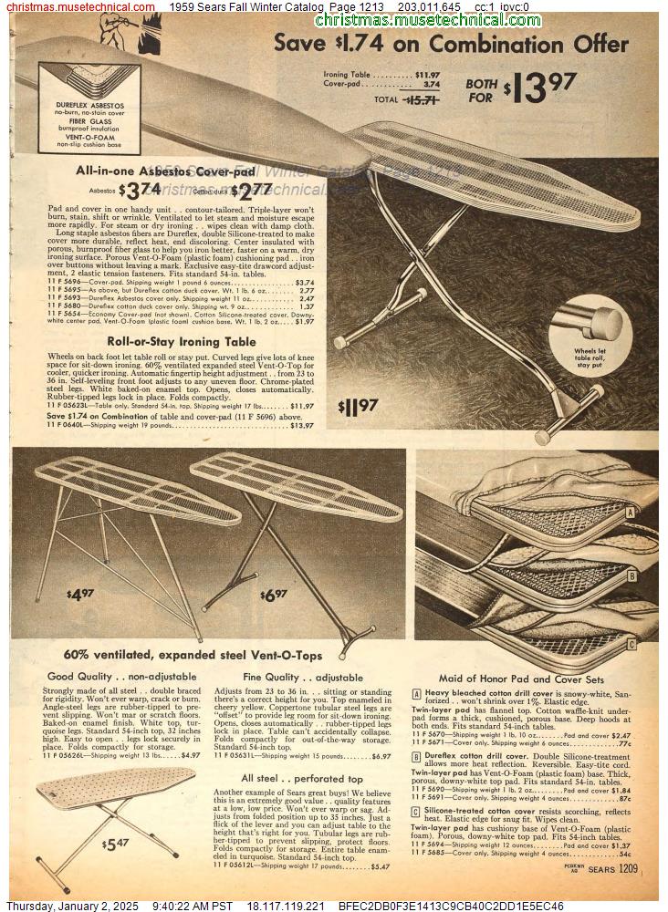 1959 Sears Fall Winter Catalog, Page 1213