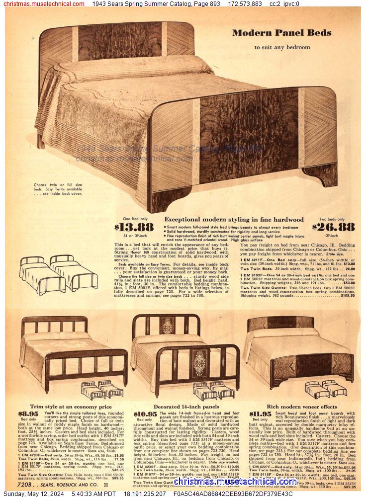 1943 Sears Spring Summer Catalog, Page 893