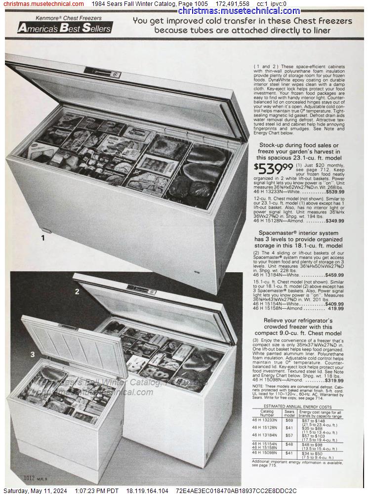1984 Sears Fall Winter Catalog, Page 1005
