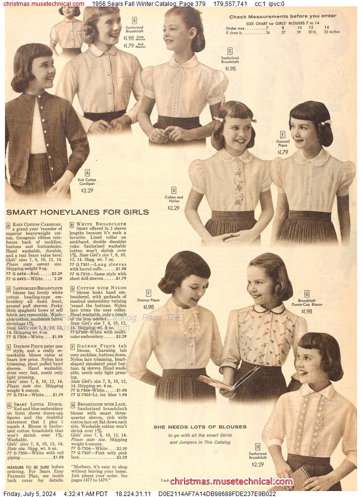 1956 Sears Fall Winter Catalog, Page 379