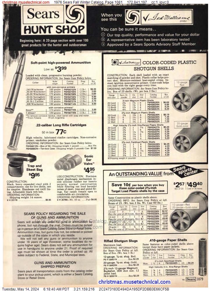 1976 Sears Fall Winter Catalog, Page 1081