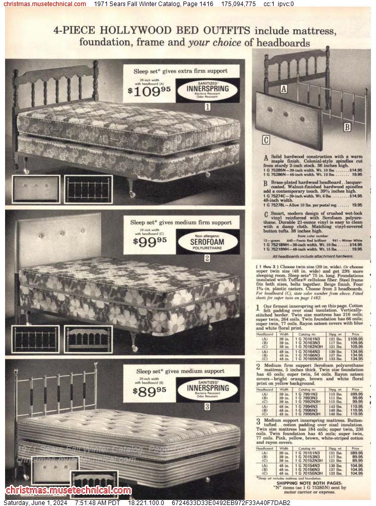 1971 Sears Fall Winter Catalog, Page 1416