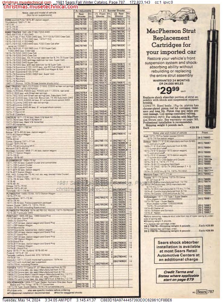 1981 Sears Fall Winter Catalog, Page 787