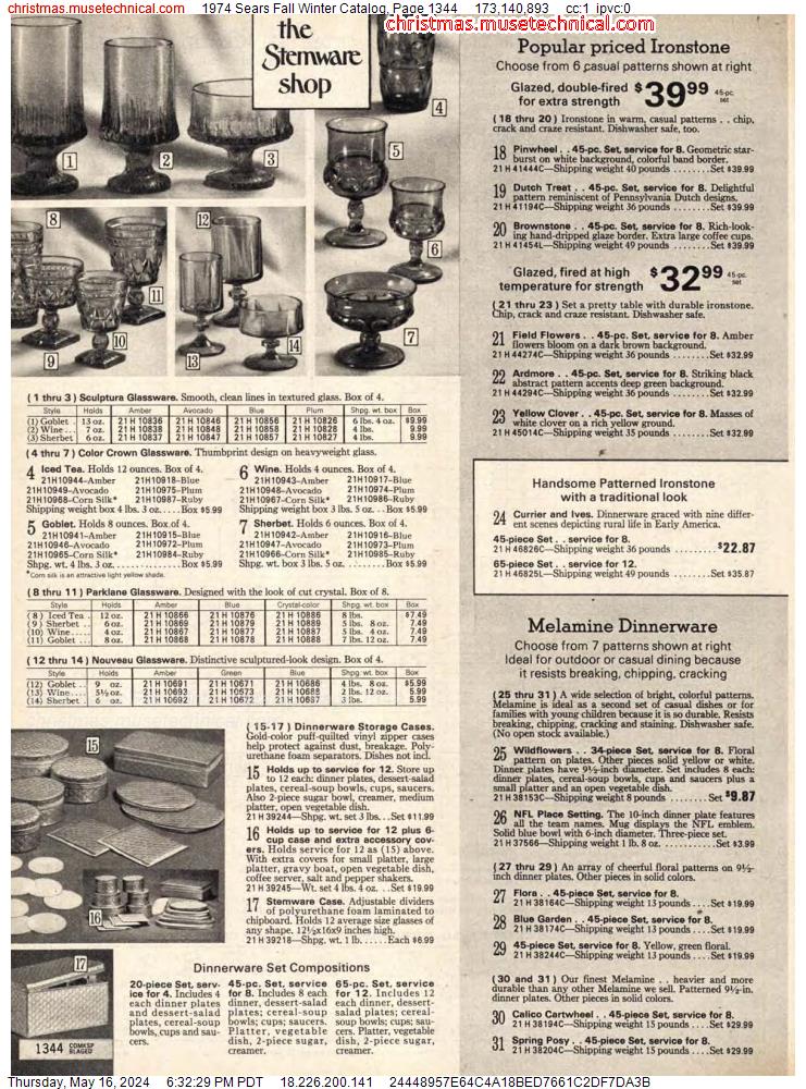 1974 Sears Fall Winter Catalog, Page 1344
