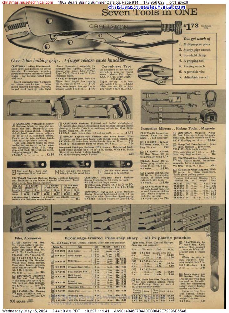 1962 Sears Spring Summer Catalog, Page 914