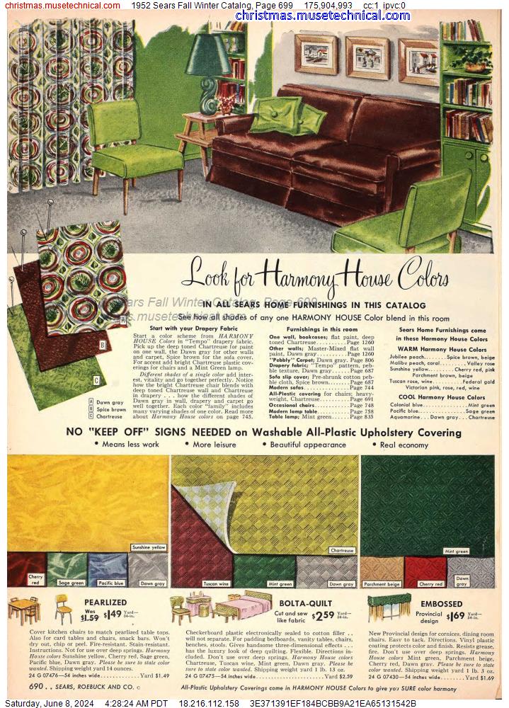 1952 Sears Fall Winter Catalog, Page 699