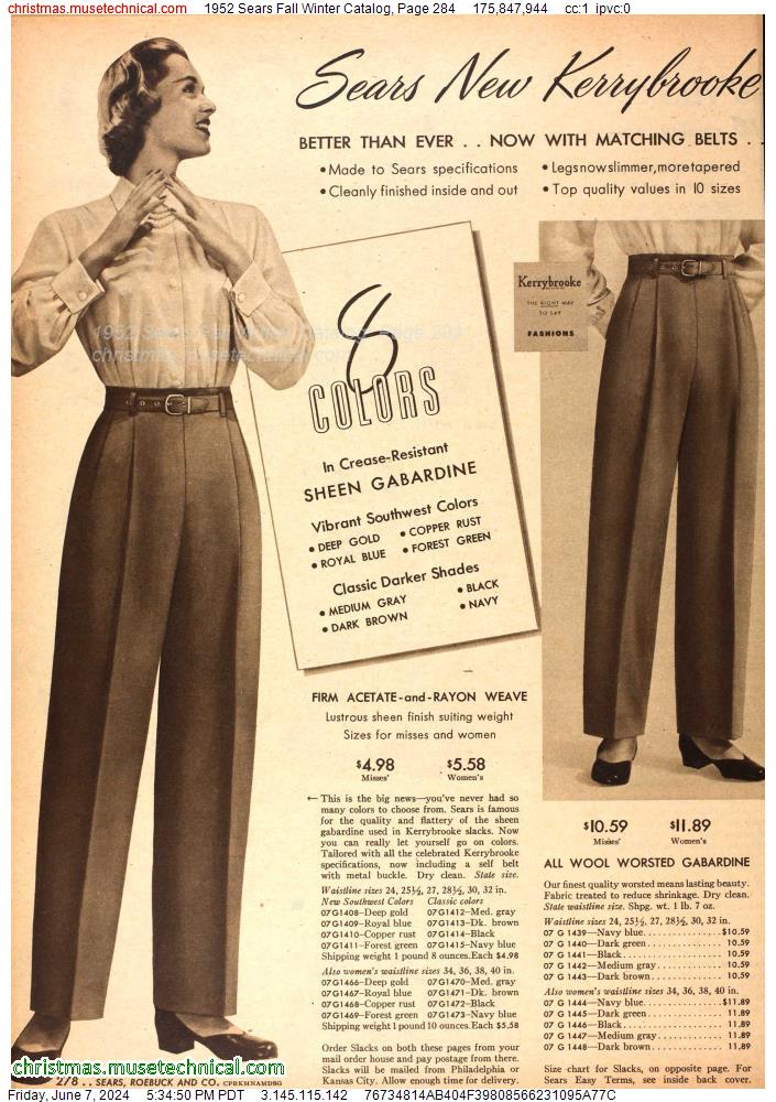 1952 Sears Fall Winter Catalog, Page 284