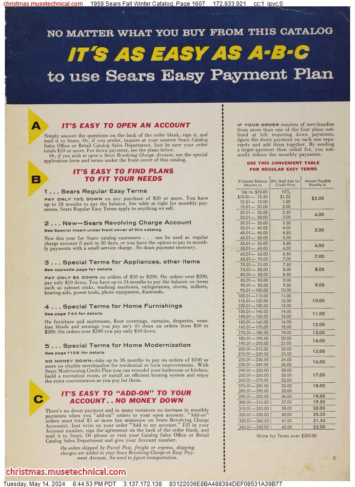 1959 Sears Fall Winter Catalog, Page 1607