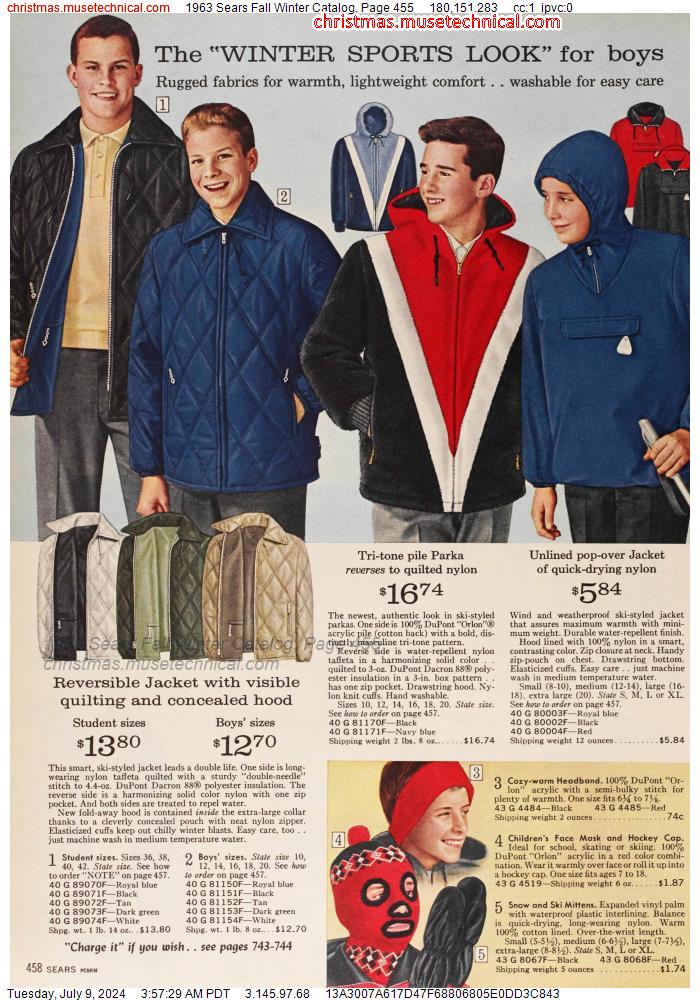 1963 Sears Fall Winter Catalog, Page 455