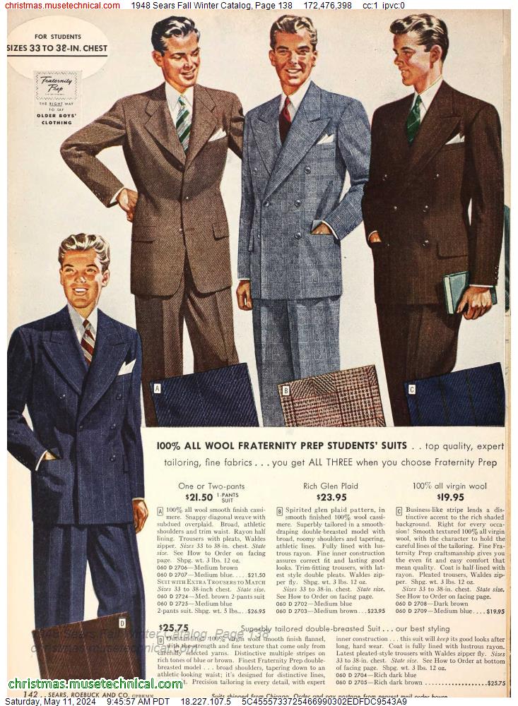 1948 Sears Fall Winter Catalog, Page 138