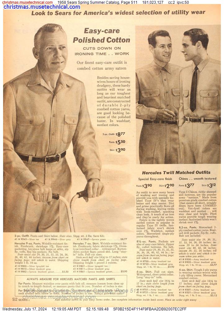 1958 Sears Spring Summer Catalog, Page 511