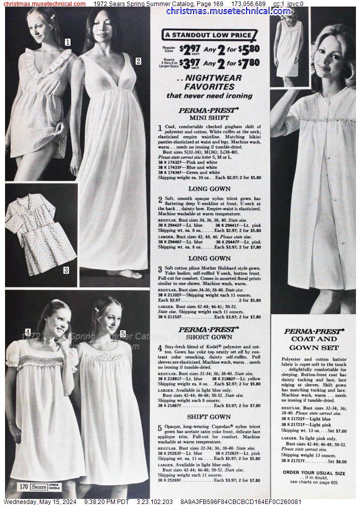 1972 Sears Spring Summer Catalog, Page 169