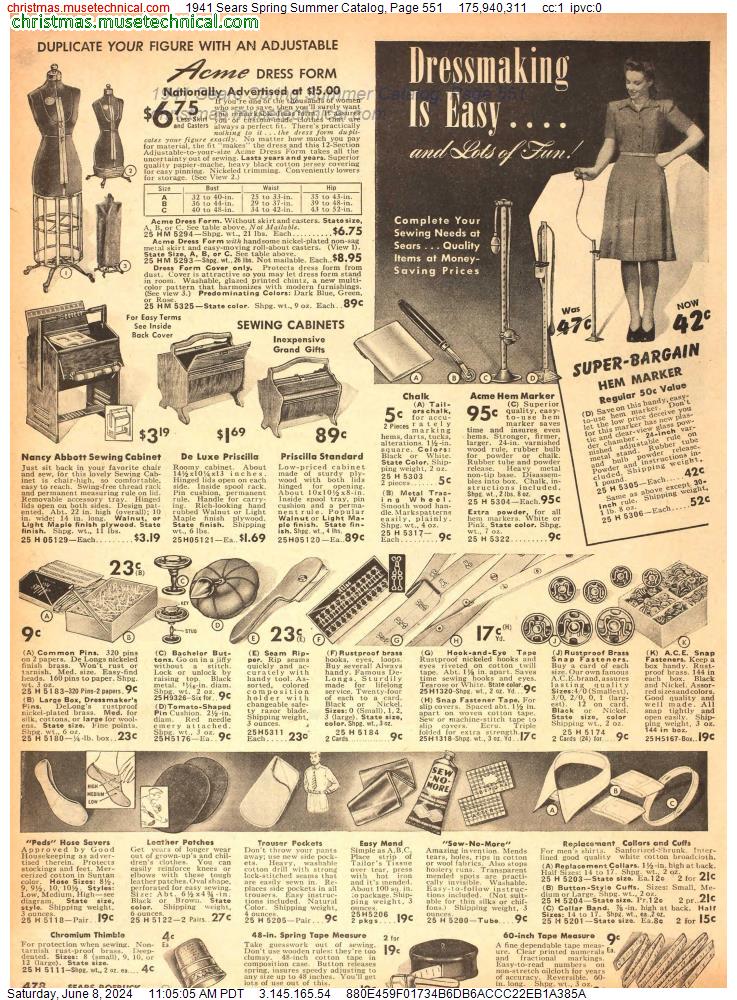 1941 Sears Spring Summer Catalog, Page 551